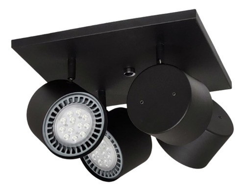 Lampara Plafón Cuadrado Techo 4 Luces Spots Led Ar111 Dim