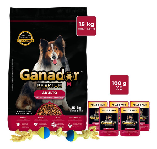 Alimento Seco Perro Ganador Premium 15kg Paquete Regalo Ht24