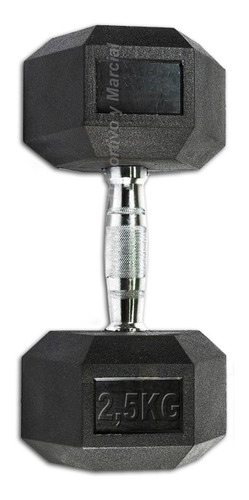 Imagen 2 de 7 de Mancuerna Hexagonal De Caucho Y Cromada Get Fit 2,5 Kg Gym