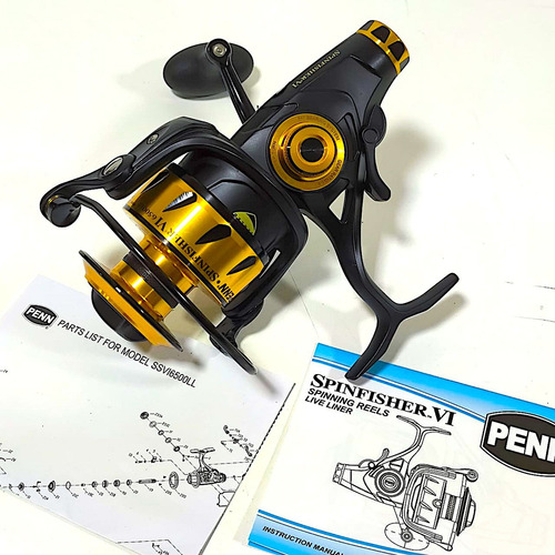 Reel De Pesca Penn Spinfisher Vi 6500 Live Liner Ssvi6500ll Negro Derecho/izquierdo
