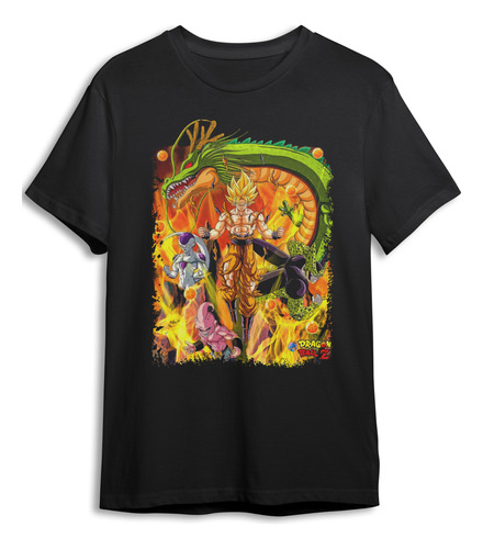 Polera Estampada Dragon Ball - Goku Y Villanos - Dtf