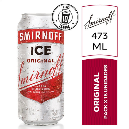 Vodka Smirnoff Ice Original Lata Pack X18
