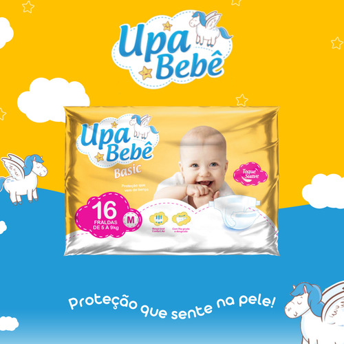 Fralda Infantil Upa Bebe Basic M Com 16 Unidades