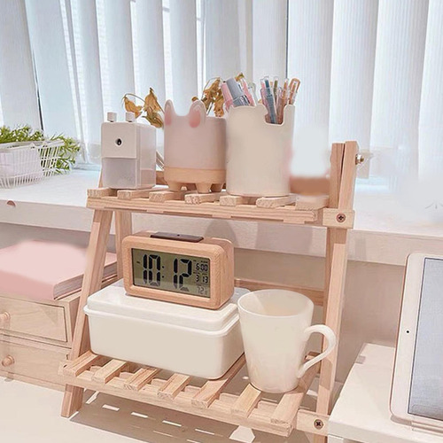 Organizador De Estantes De Escritorio De Madera De 2 Niveles
