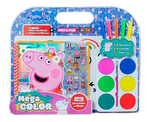 Maletin De Arte Mega Color Peppa Pig Acuarelas Libro Sticker