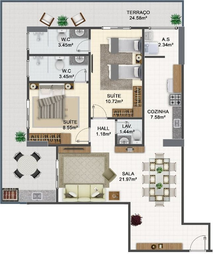 Imagem 1 de 12 de Apartamento Com 2 Dormitórios À Venda, 96 M² Por R$ 400.000,00 - Aviação - Praia Grande/sp - Ap1461