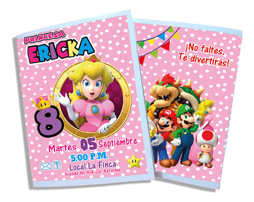 30 Libros P Colorear Fiesta Invitación Peach Mario Bros