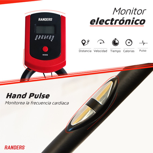 Bicicleta giratória Randers Arg-820SP de 6 kg, cor preta