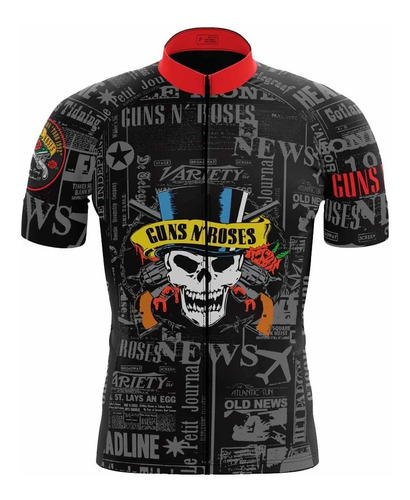 Camisa Guns N Roses Ciclismo Preta Rock Bike Tour