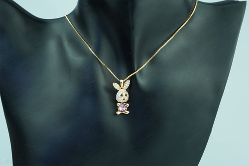 Imagen 6 de 9 de Collar Dije Cadena Oro 18k Conejo Moderno Regalo Mama Estilo