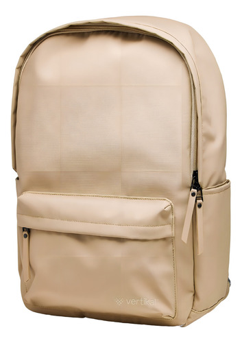 Mochila Vertikal Waterresistant Para Laptop 15 , Poliéster. Color Beige Diseño De La Tela Lisa