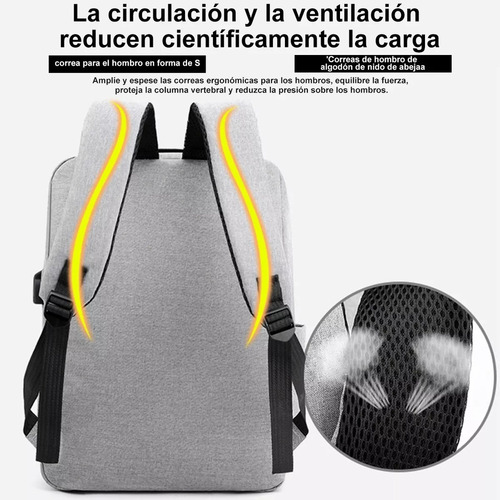 Mochila Antirrobo Multifuncional Con Cargador Usb, 3 Piezas