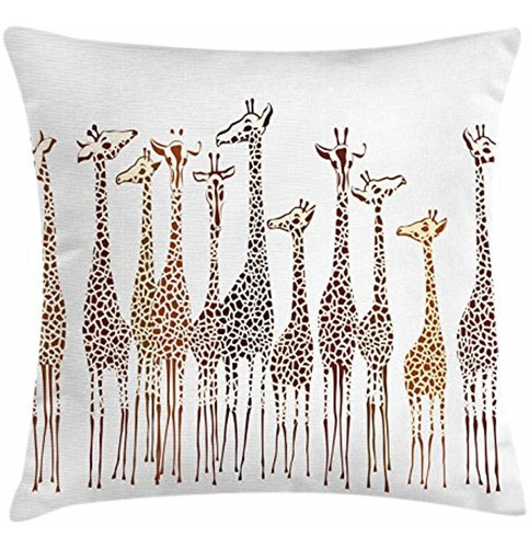 Lunarable Savannah Throw Pillow Funda De Cojín, Jirafas Trop