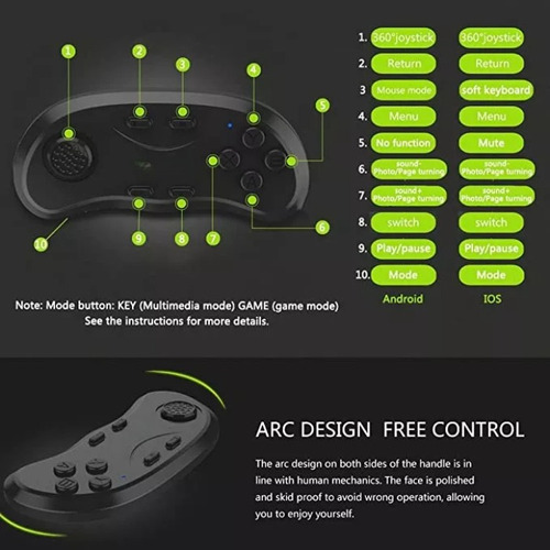 Lentes Vr De Realidad Virtual 3d + Control Gamer + Bluetooth