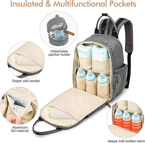 Imagen 4 de 7 de Mochila Para Pañales, Mactut Bolsa De Pañales Para Bebés