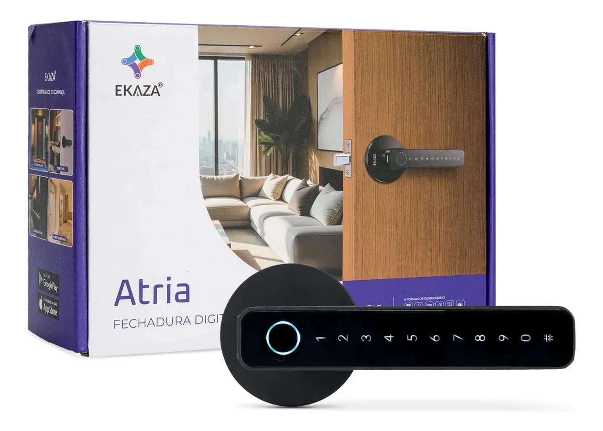 Fechadura Digital Biométrica Inteligente Ekaza Atria Bluetooth Com Senha E App