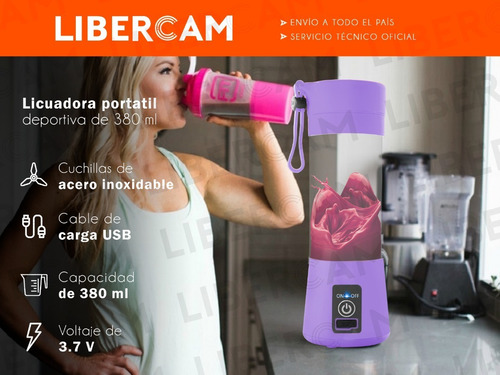 Mini Licuadora Portatil Autolimpiante Usb 380ml 4 Hojas