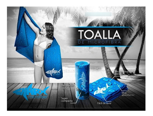 Imagen 6 de 7 de Toalla Microfibra Sharx* 80x160cm Gotas Azules Envío Gratis