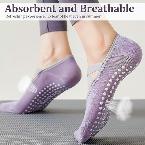 8 Pares De Calcetines De Yoga Con Agarre Para Mujer,