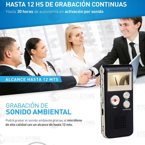Imagen 4 de 10 de Grabador De Voz Periodista Mini Digital Microfono Sonido 8gb