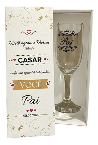 Imagem 4 de 7 de 1 Individual Convite Lembrança Pai Mãe + Taça Vidro