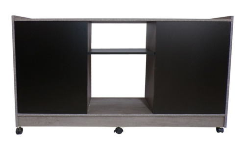 Mueble Credenza Para Tv Con Ruedas Minimalista Color Lombardia / Negro Mate