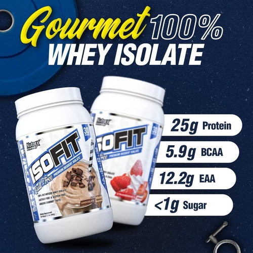 Imagen 3 de 4 de Proteína Nutrex Isofit Aislada Cero Gluten Sin Lactosa 2.2lb