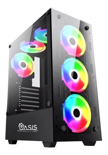 Gabinete Gamer Vidrio 6rgb Multicolor Atx Sin Fuente