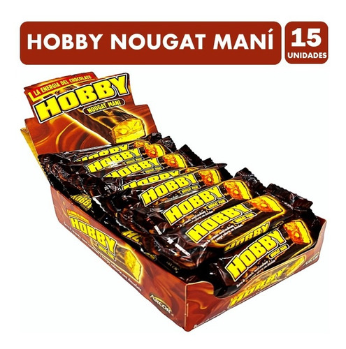 Hobby Nougat Maní - Barra Caramelo (display De 15 Unidades)