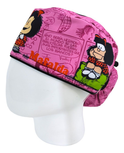 Gorro Quirúrgico Mujer + Lanyard Mafalda Rosado