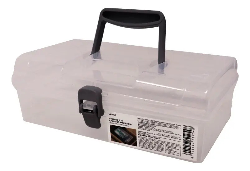 Miniso Caja De Almacenamiento Rectangular Con Broche Y Asa S Color Transparente