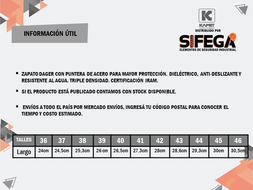 Imagen 5 de 6 de Zapato Dager Air 3d Puntera De Acero Kamet