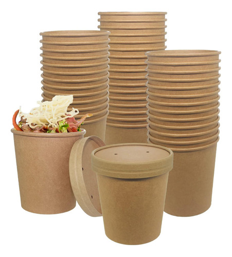 Juego De 50 Vasos De Postre Kraft Belinlen De 16 Oz Con Tapa