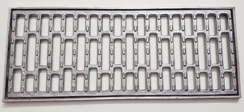 Ralo Linear 20x100cm Em Aluminio Fundido, Grelha Com Suporte