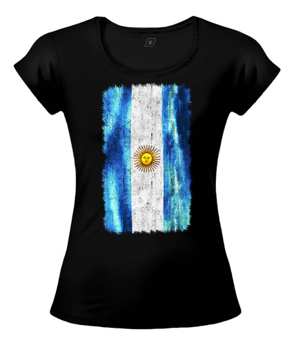 Remera Mujer Bandera Republica Argentina Dtg Premium