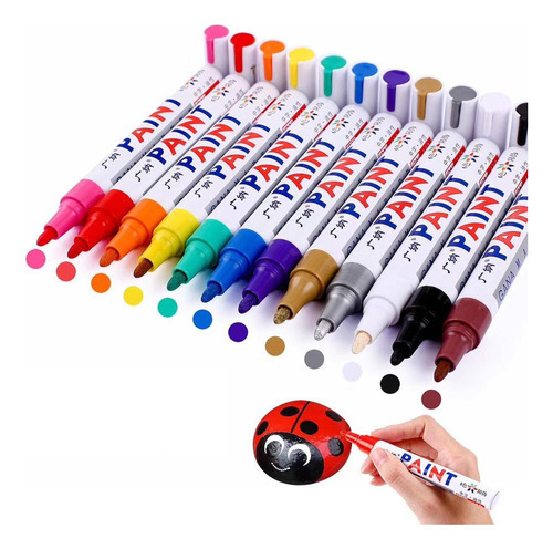 Kit de 12 rotuladores permanentes, rotuladores de pintura, marcadores de texto