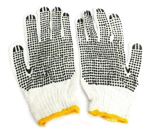 600 Guantes Carolina Tejidos Con Puntos Pvc Blanco