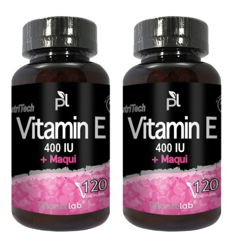 2x Vitamina E + Maqui 400ui 120 Vegan Capsules