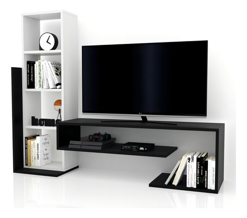 Centro De Entretenimientos Modular Mesa Para Lcd Led Laval Color Negro