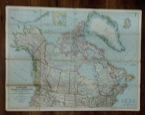 Mapa Antiguo Canada Alaska & Greenland  National Geographic 