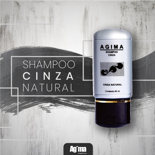 Shampoo Cinza Natural Para Cabelos Brancos, Grisalhos 80ml 
