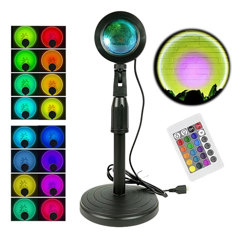 Lampara Led Proyeccion 16 Colores Atardecer Sunset Mesa