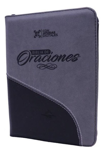 Biblia De Oraciones Rvr 1960 Letra Grande Cierre Gris Negro