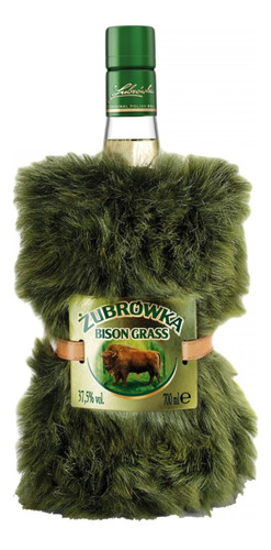 Vodka Zubrowka Bison Grass. Hermosa Funda De Piel. 700 Ml