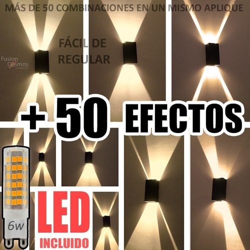 Aplique Pared Interior Luz 50 Efectos C/ Lampara Led 6 Watts