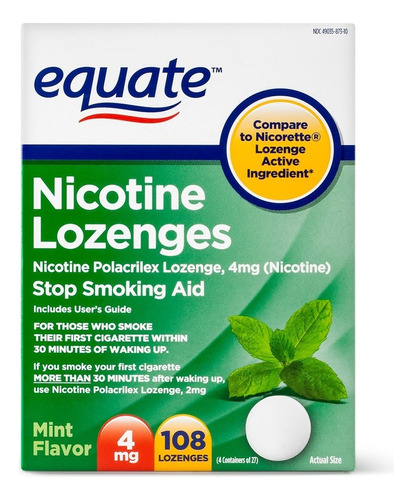 Pastillas De Nicotina 4 Mg C/108 Menta - Equate Americanas