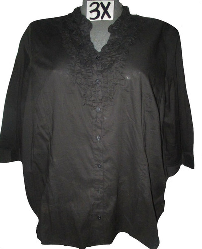 Blusa Negra Olanes Pecho Vestir/salir Talla 3x (42/44) D&co