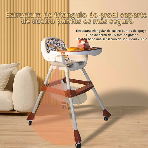Ajustable Silla Alta Periquera Para Bebé Con Bandeja Silla Para Bebe 3 En 1 Marrón