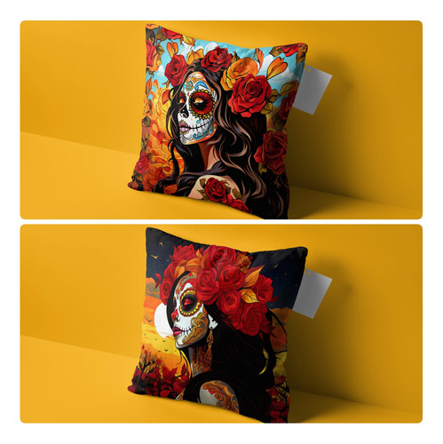 Souvenir 5 Almohadas 30x30cm Catrina Mexicana Halloween