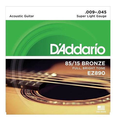 Imagen 1 de 1 de Cuerdas Daddario Guitarra Acustica Ez890 09-045